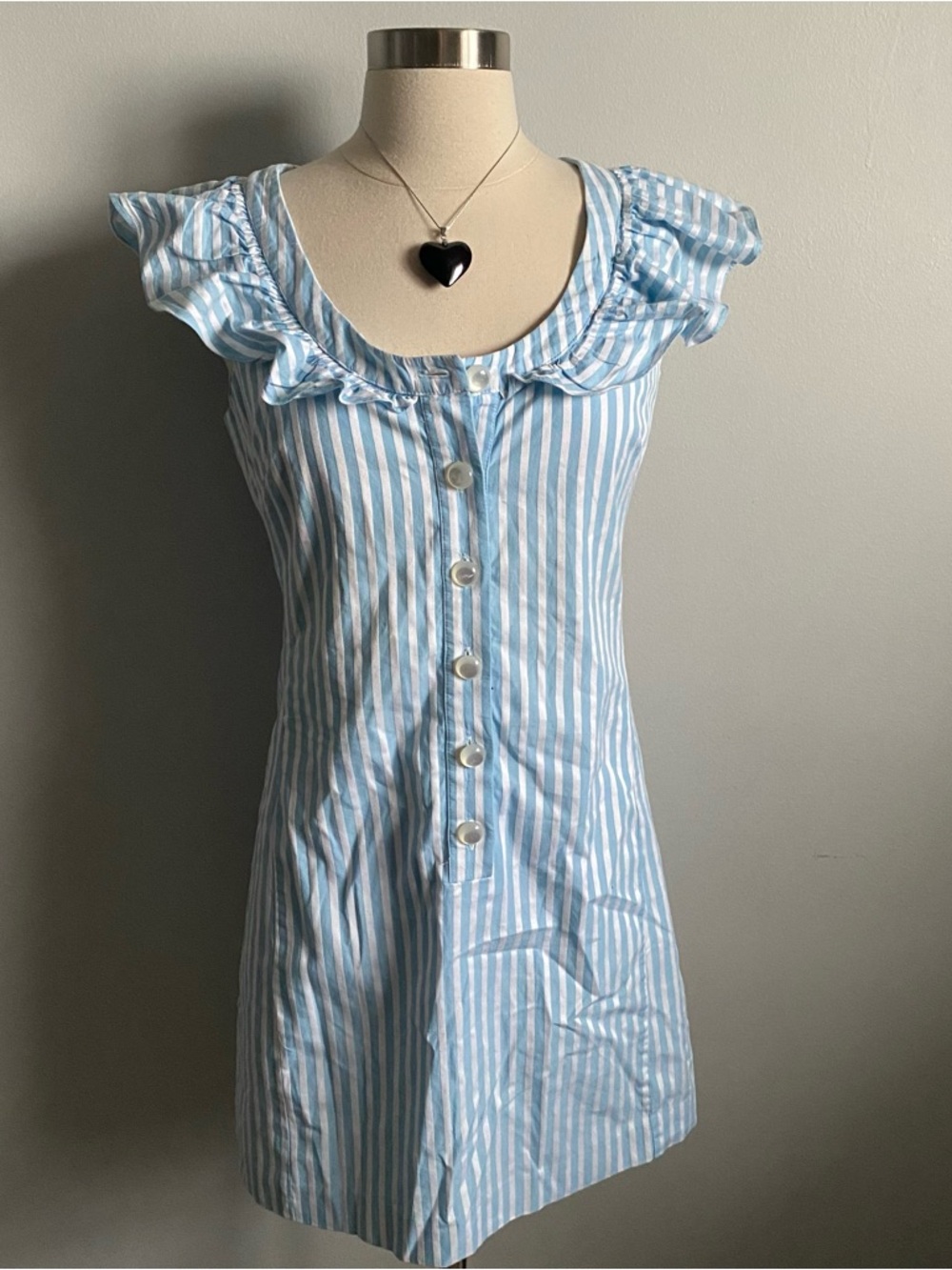Vintage Y2K Betsey Johnson Twee blue striped mini dress